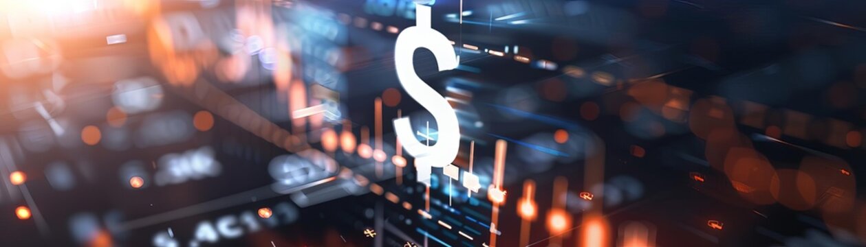 Abstract image of a dollar sign with blurred lights in the background.