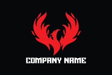 A Minimal Fire Phoenix Logo Template
