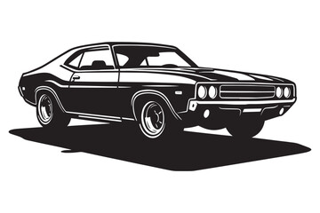 Classic vintage sports car silhouette vector illustration isolated on a white background