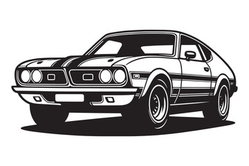 Classic vintage sports car silhouette vector illustration isolated on a white background