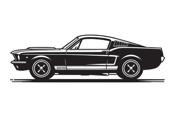 Fototapeta premium Classic vintage sports car silhouette vector illustration isolated on a white background