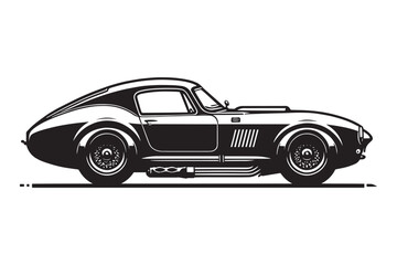 Classic vintage sports car silhouette vector illustration isolated on a white background