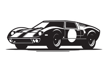 Classic vintage sports car silhouette vector illustration isolated on a white background