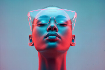 Futuristic Holographic Portrait with Ethereal Neon Glow and Vivid Color Contrast