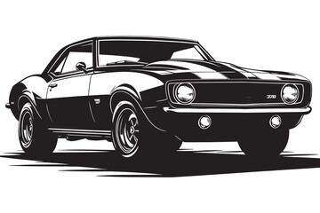 Classic vintage sports car silhouette vector illustration isolated on a white background