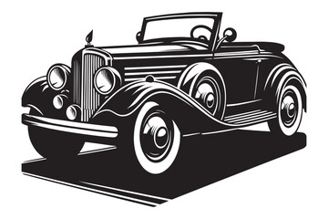 Classic vintage car silhouette vector illustration isolated on a white background
