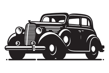 Classic vintage car silhouette vector illustration isolated on a white background