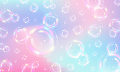 Abstract rainbow childish colorful background with soap bubbles.Vector stock illustration.