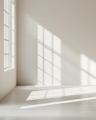 Obraz premium Sunlight streaming through a window in a white room.