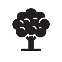 Minimalist Black Silhouette Icon of Tree on White Background