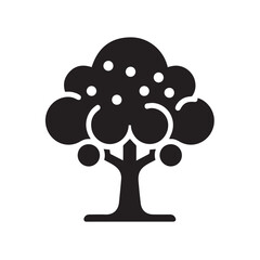 Minimalist Black Silhouette Icon of Tree on White Background