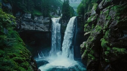 Images of nature hiking and waterfalls