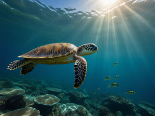 Obraz premium swimming sea turtle