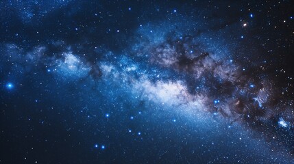 Fototapeta premium A mesmerizing Zoom background featuring a bright starry sky with deep blue hues and twinkling white stars, creating a universe-like atmosphere for virtual meetings.