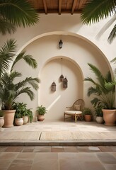 Modern interior design greenery and muted colors