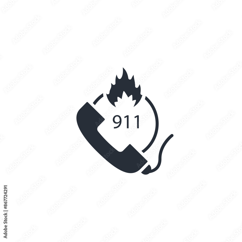 Poster call 911 icon. vector.editable stroke.linear style sign for use web design,logo.symbol illustration.