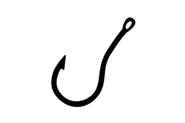 Hand drawn cute cartoon illustration of fishing hook. Flat vector fishery hobby gear in doodle style. Sharp bait for fish icon or print. Allure to trap. Decoy for deception. Isolated.