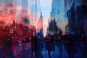 Obraz premium City Dreams: Double Exposure in New York