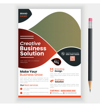 Business flyer design, letterhead design.Uniquely shaped, colorful, vector abstract creative flyer design set in a4 size.