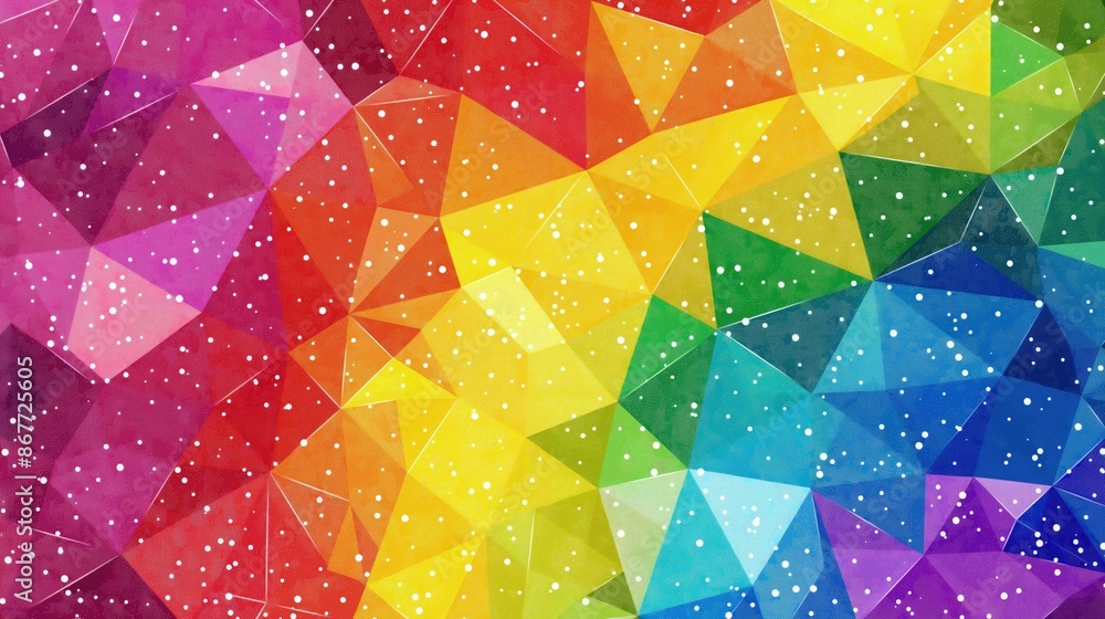 Poster a modern abstract virtual background with geometric patterns filled with rainbow glitters, showcasin