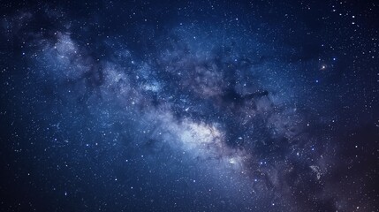 A peaceful and detailed starry sky, where the deep blue of the universe backdrop is enhanced by the brilliant sparkle of countless white stars