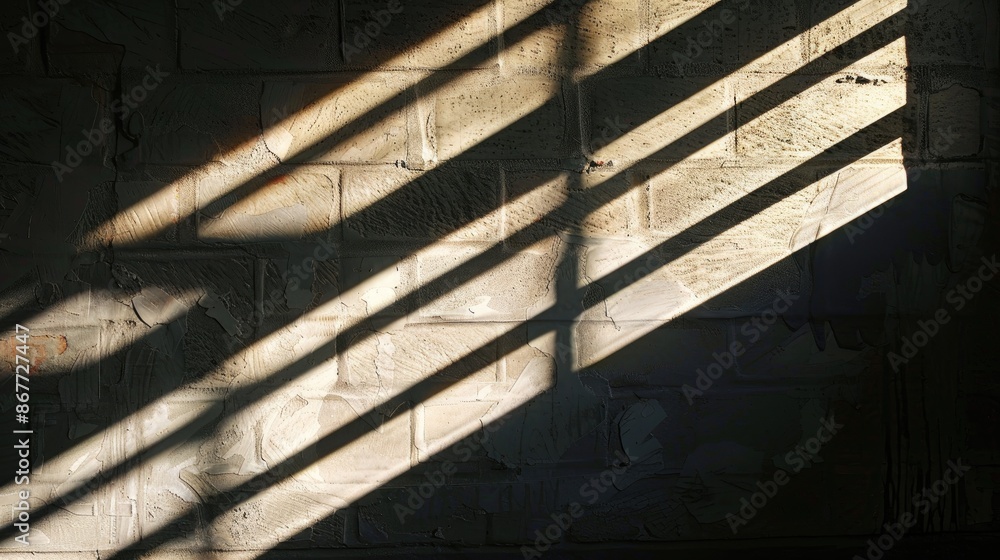 Poster shadows in the background delicate illuminated lines on wall texture