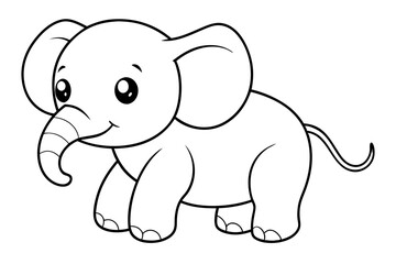 a cute fatbaby elephant silhouette vector illustration