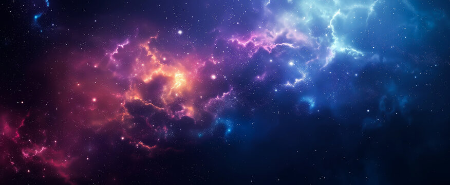 A dark blue background with stars and a purple galaxy, a space background with stars in the night sky