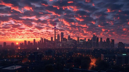 Fototapeta premium Toronto Cityscape Glowing at Midnight