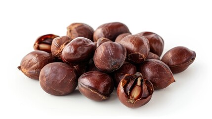 Obraz premium Roasted Chestnut Beans on White Background