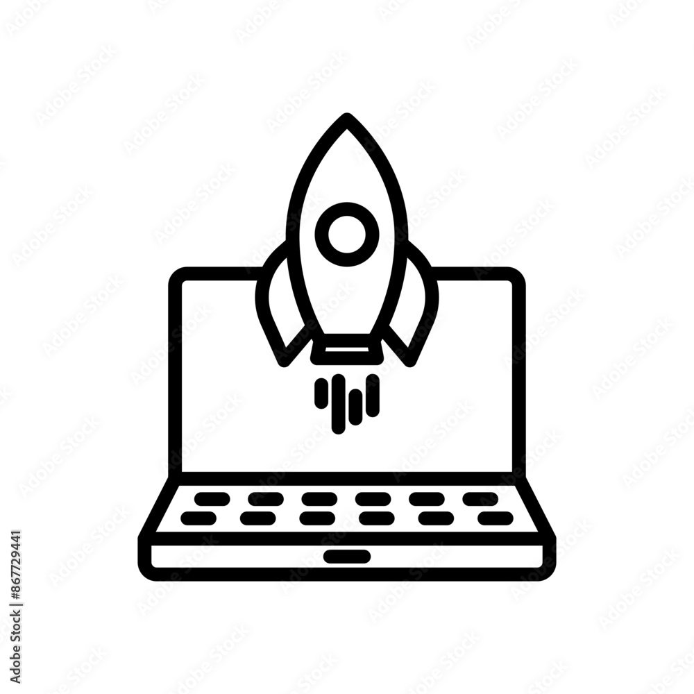 Poster rocket spaceship startup icon set space exploration illustrations for innovation and technology