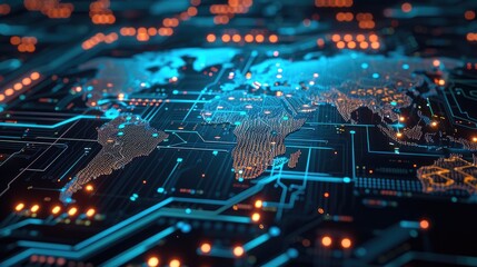 Global Technological Integration: Circuitry World Map