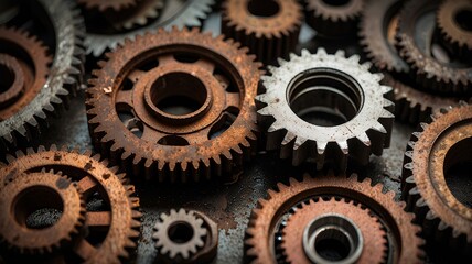 Old rusty gears as a technological background.