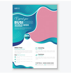 Business flyer design, letterhead design.Uniquely shaped, colorful, vector abstract creative flyer design set in a4 size.