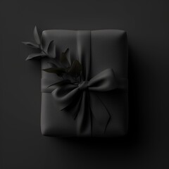 Black gift boxes for new year christmas, for black friday promotional poster. Elegant black gift boxes a dark background. Stylish and sophisticated design for holiday decor and gift presentations