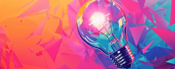 Colorful abstract background with light bulb, creative innovation and inspiration concept