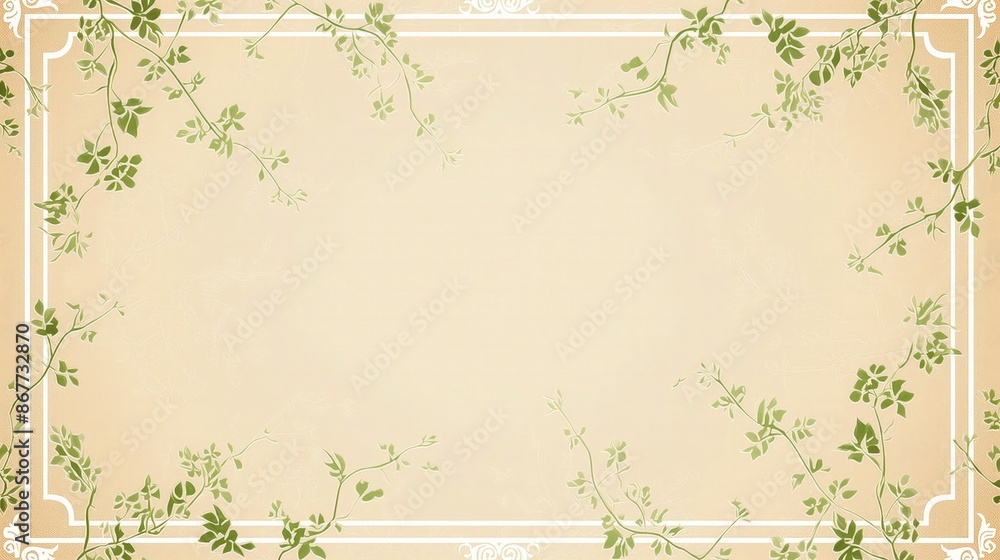 Poster a subtle yet elegant conference background displaying a pattern of small, leafy green prints on a be