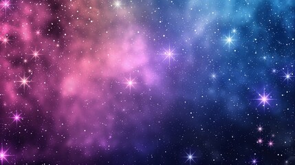 Obraz premium A vibrant New Year Zoom background featuring a starry sky in shades of violet, pink, and blue, with twinkling stars that give a celebratory feel to any virtual gathering.
