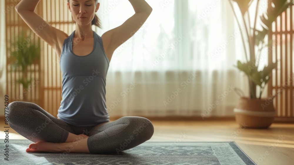 Poster self-care rituals: home yoga and meditation session