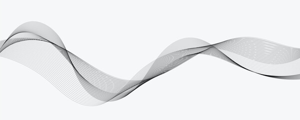 Abstract vector modern background with black wavy lines and particles.
