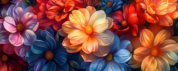 Obraz premium A bouquet of colorful flowers, their petals unfurling like works of art.
