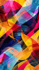 Fototapeta premium Abstract pride parade with colorful shapes and dynamic motion, Modern, Vibrant hues, Digital art