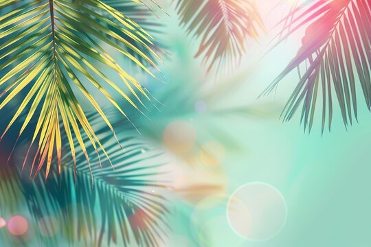Summer party pster with palm leaf and
