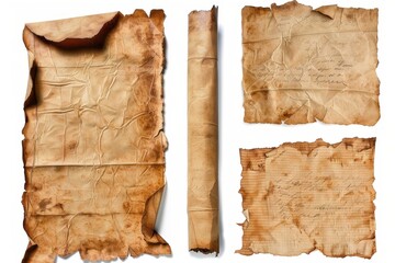 Set of Ancient Parchment Sheets Cut Out