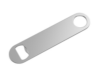 Blank bottle metal opener for promotional branding presentation 3d illustration.
