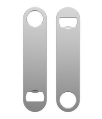 Blank bottle metal opener for promotional branding presentation 3d illustration.