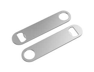 Blank bottle metal opener for promotional branding presentation 3d illustration.
