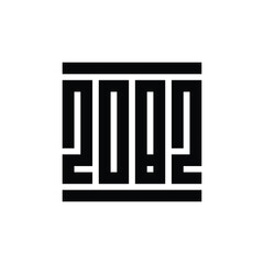 2082 happy new year text logo design vector illustration, geometric square logo monogram, new year 2082 typography clip art