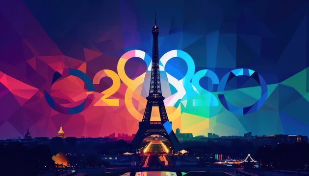 logos for paris 2024, in the style of julian opie, mysterious symbolism, political symbolism, krenz cushart
