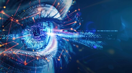 Futuristic Cyber Eye Technology Concept in Blue Tones